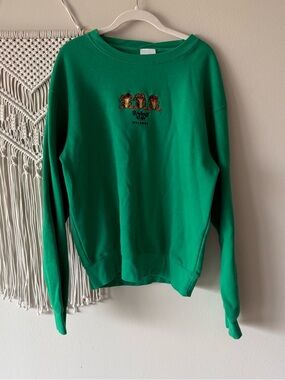 Rainforest Cafe Teal Frog Trio Embroidered Sweatshirt